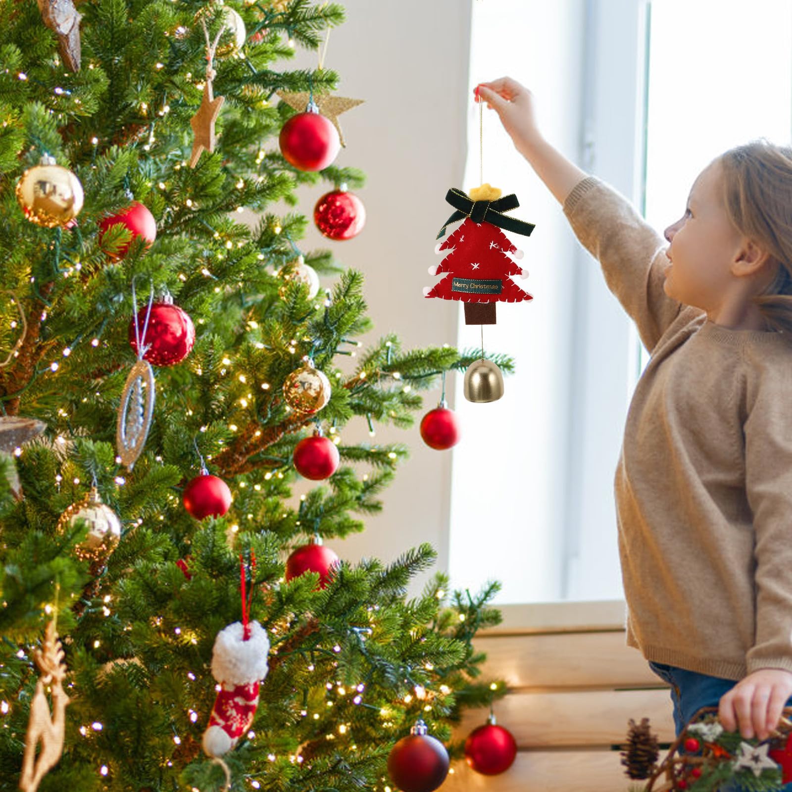 Toyvian 5 Piezas Adorno Colgante de Navidad Hecho a Mano en Lana para Árbol