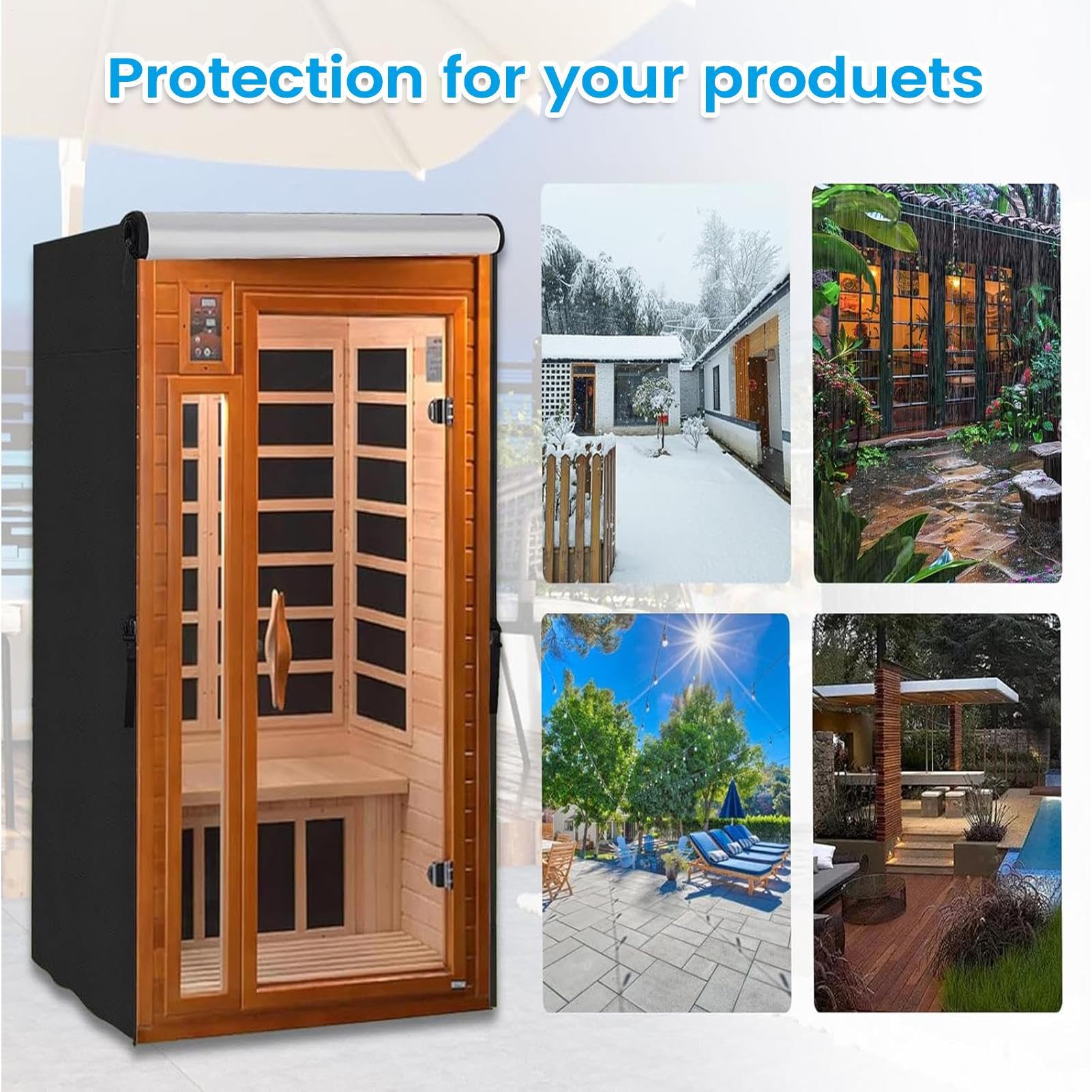 Sauna-Abdeckung für den Außenbereich, wasserdichtes Zubehör für intensive , isolierende Abdeckung für Sauna, Haus, Garten, Hof, Traspatio, Terrasse, Pool, Park, Gartenarbeit