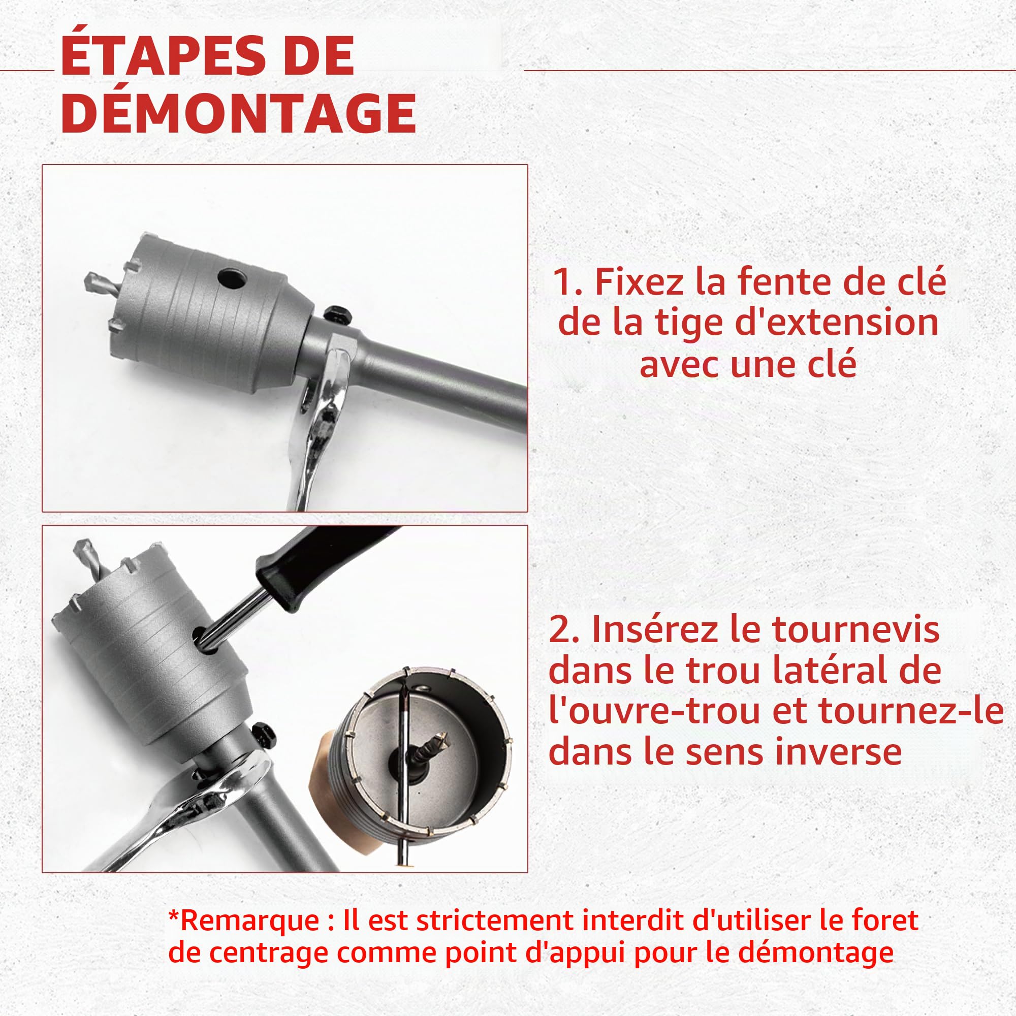 12 pièces Scie Cloche Trépan Béton Couronne Carotteuse à Sec 30mm 40mm 68mm 82mm 100mm avec Adaptateur SDS Plus & MAX et Tête de Conversion Efficace Foret à Beton pour Ciment Brique Pierre Mur