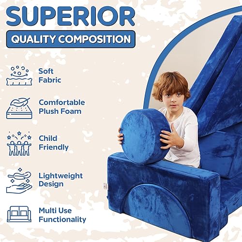 Miniatura 3 de Sofá infantil modular de 14 piezas para niños, sofá convertible para niños con cojines de espuma suave, sofá para niños, sofá para niños, muebles de