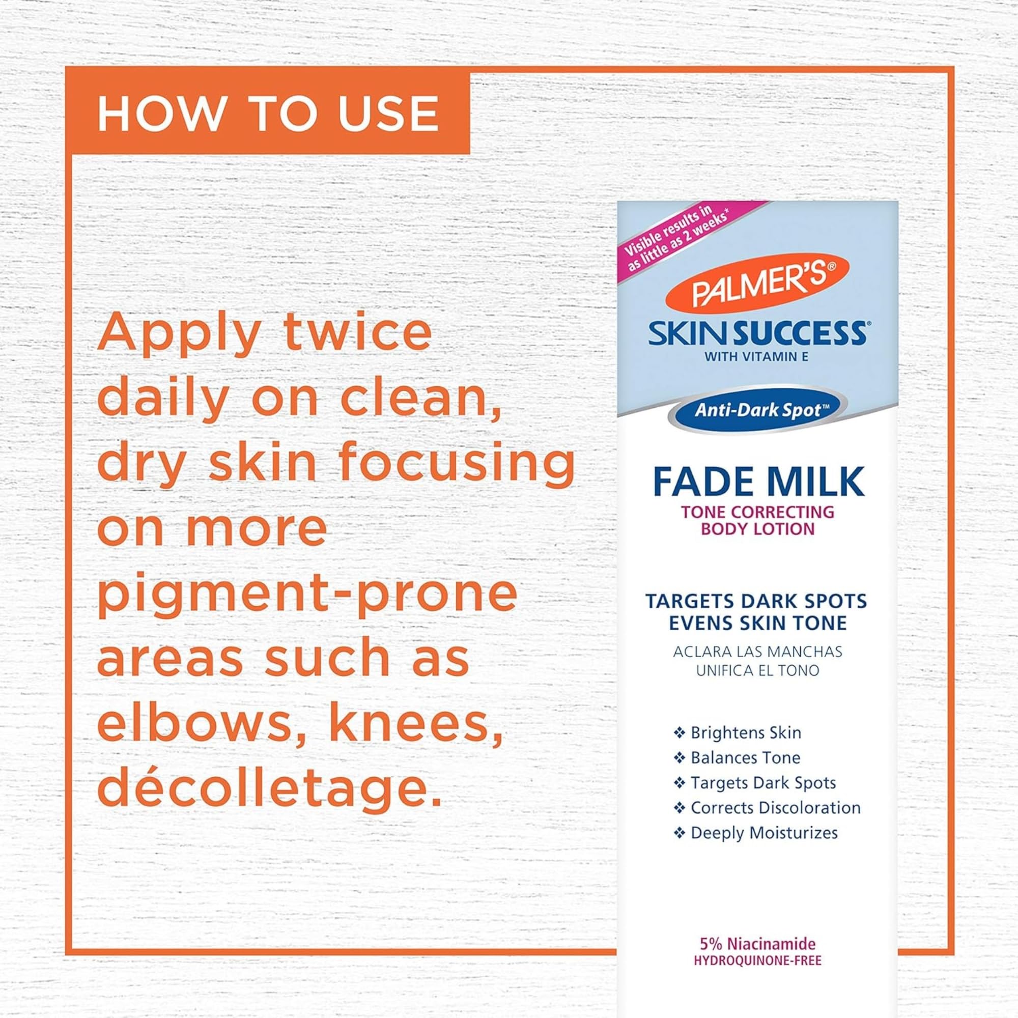 Palmer’s Skin Success Fade Milk Tone Correcting Body Lotion with Cosmetic Spatula - Image 4