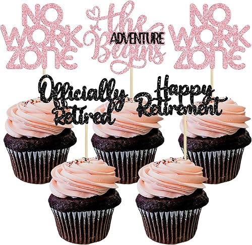 Miniatura 8 de 24 adornos para cupcakes de jubilación oficialmente jubilados, sin zona de trabajo, aventura, comienza, cupcakes, tema de jubilación, despedida,