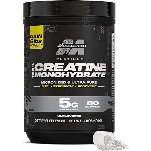 MuscleTech Creatine Monohydrate Powder, Platinum Pure - Unflavored Micronized Creatine for Men & Women - Workout Supplements for Performance, Muscle Recovery & Builder-(80 Servings) Packaging May Vary
