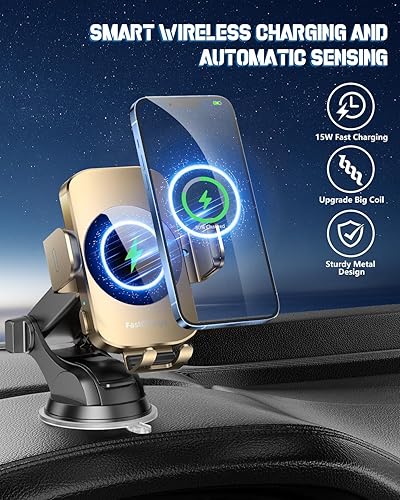 Miniatura 2 de Wireless Car Charger, Fast Charging Phone Holder BothLin 3 in 1 Phone Mount Auto Clamping Car Accessories Compatible with iPhone 15 14 13 12 11 Xs
