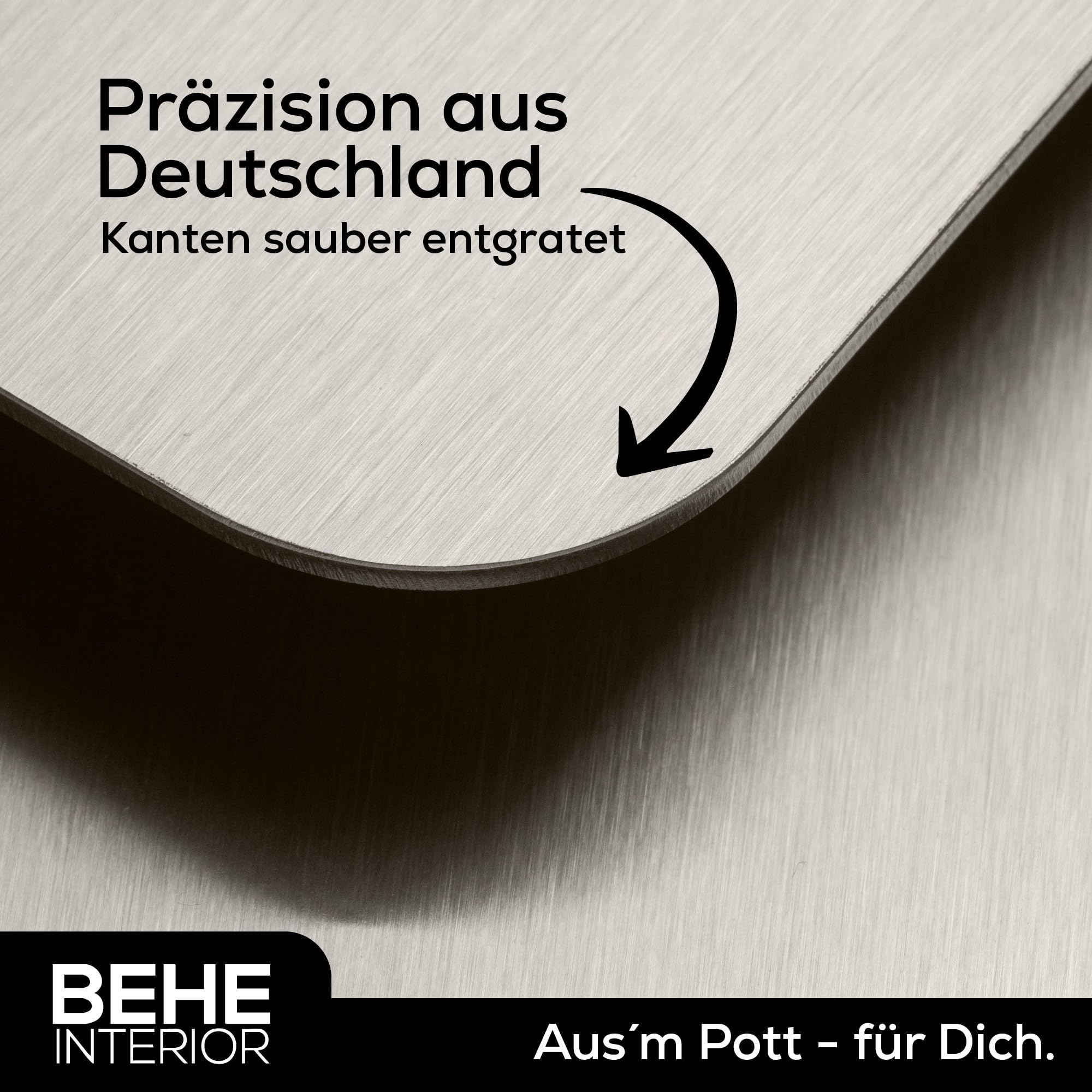 BEHE - Edelstahl Arbeitsplatte [versch. Größen], Rutschfestes Knetbrett für Teig zum Backen, Küchenarbeitsplatte, Schneiden und Kneten, Teigbrett, Nudelbrett, Backbrett für die Küche (B60 X T50cm)