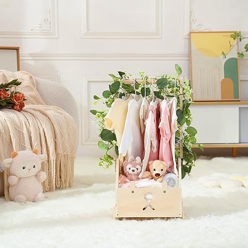 Miniatura 9 de Armario de madera para baby shower con ruedas empujables, cesta de baby shower personalizada, regalo de bienvenida para niños recién nacidos,