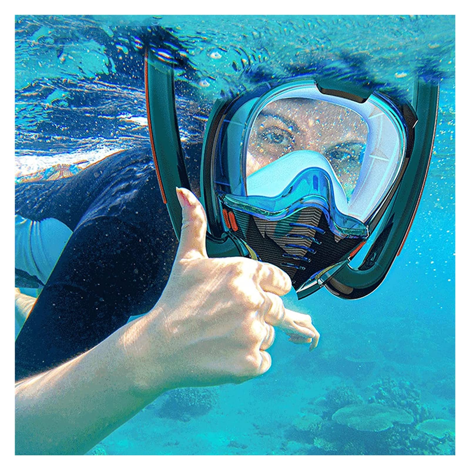 Máscara de Buceo Snorkel Submarino Scuba Anti Niebla Máscaras respiratorias de Cara Completa Equipo de natación Impermeable Seguro para Adultos jóvenes (Negro L)