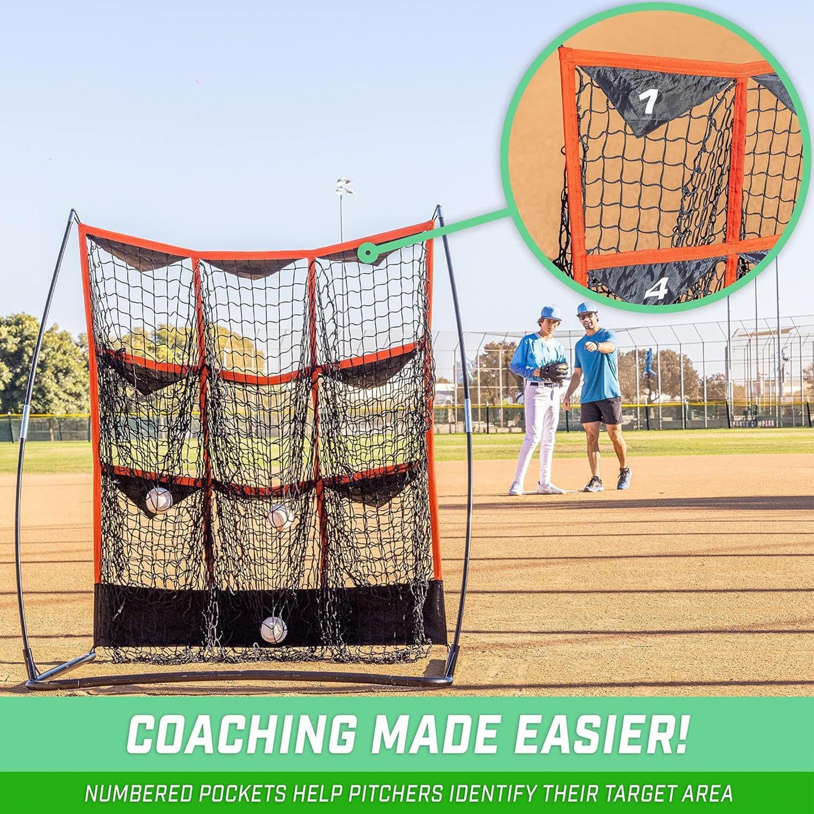 Baseball Pitching Target Nets, Portable Hitting Target Net, Professional Practice Tool & Trainer Accessory for Kids & Adults, 78,74 x 106,68 x 124,46 cm, Heavy Duty