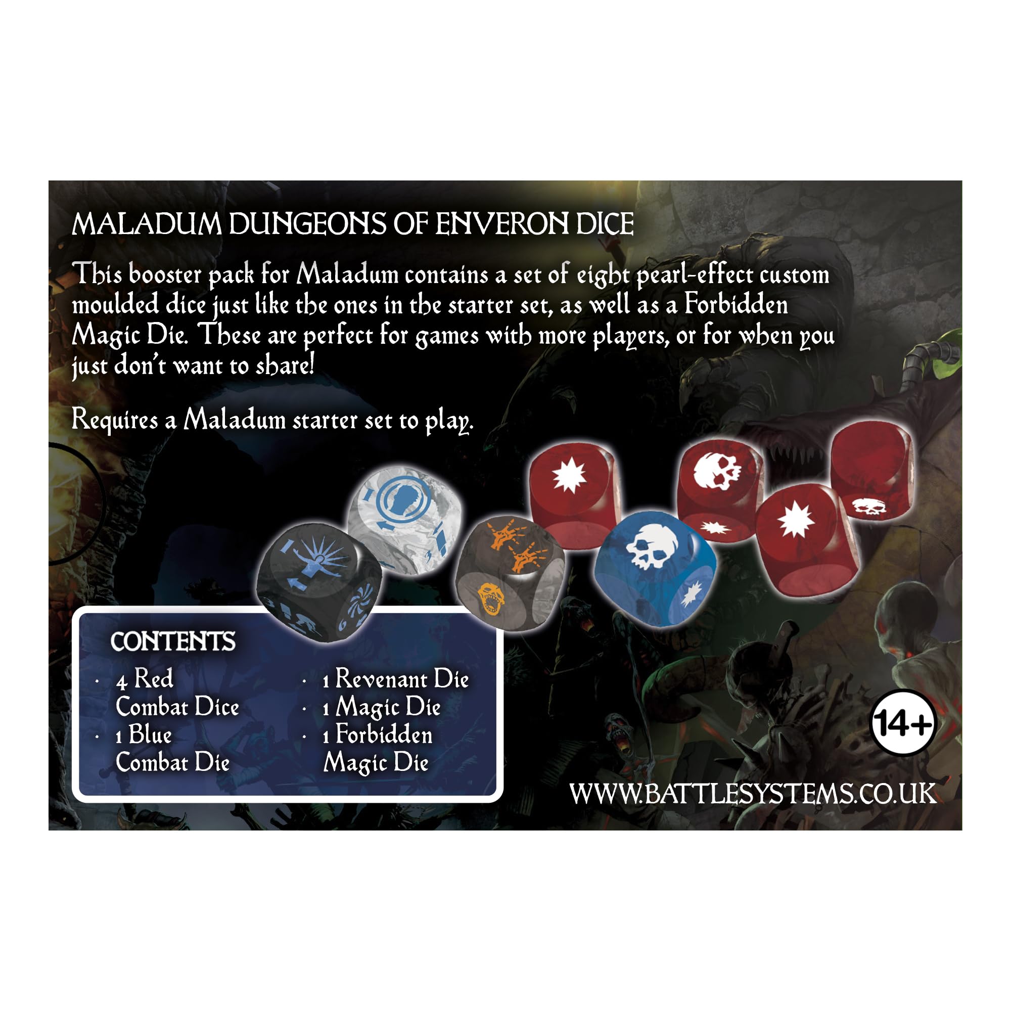 Battle Systems Maladum Dungeons of Enveron Dice - Gioco Fantasy Dungeon Crawler Gioco Immersive Terreno Solo, Cooperativo e Adversarial Play