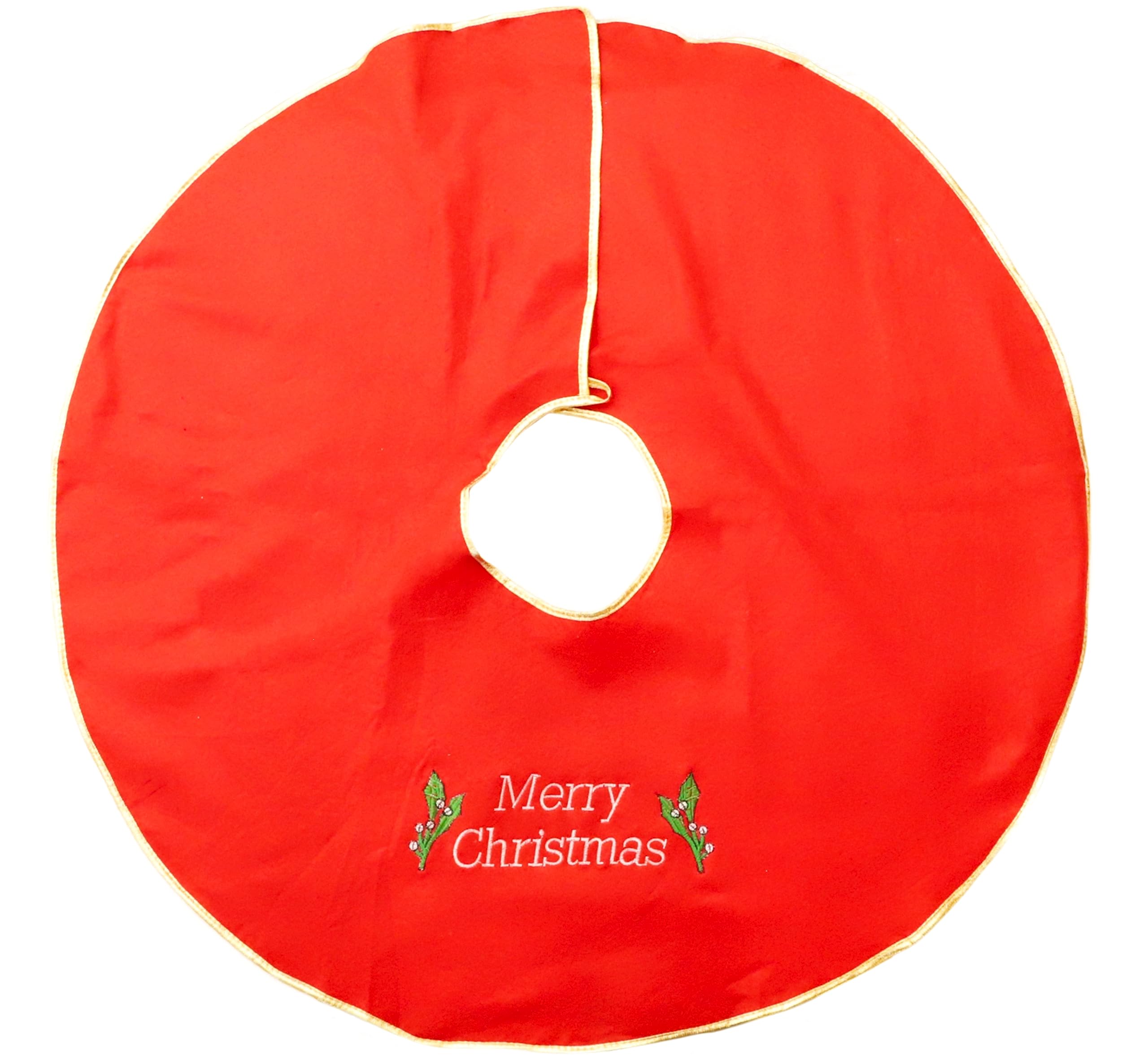 Christmas Concepts Red Christmas Concepts® 40" Felt Christmas Tree Skirt With Embroide 'Merry Christmas' & Gold Trim - Traditional Christmas Decorations - Festive Accessory