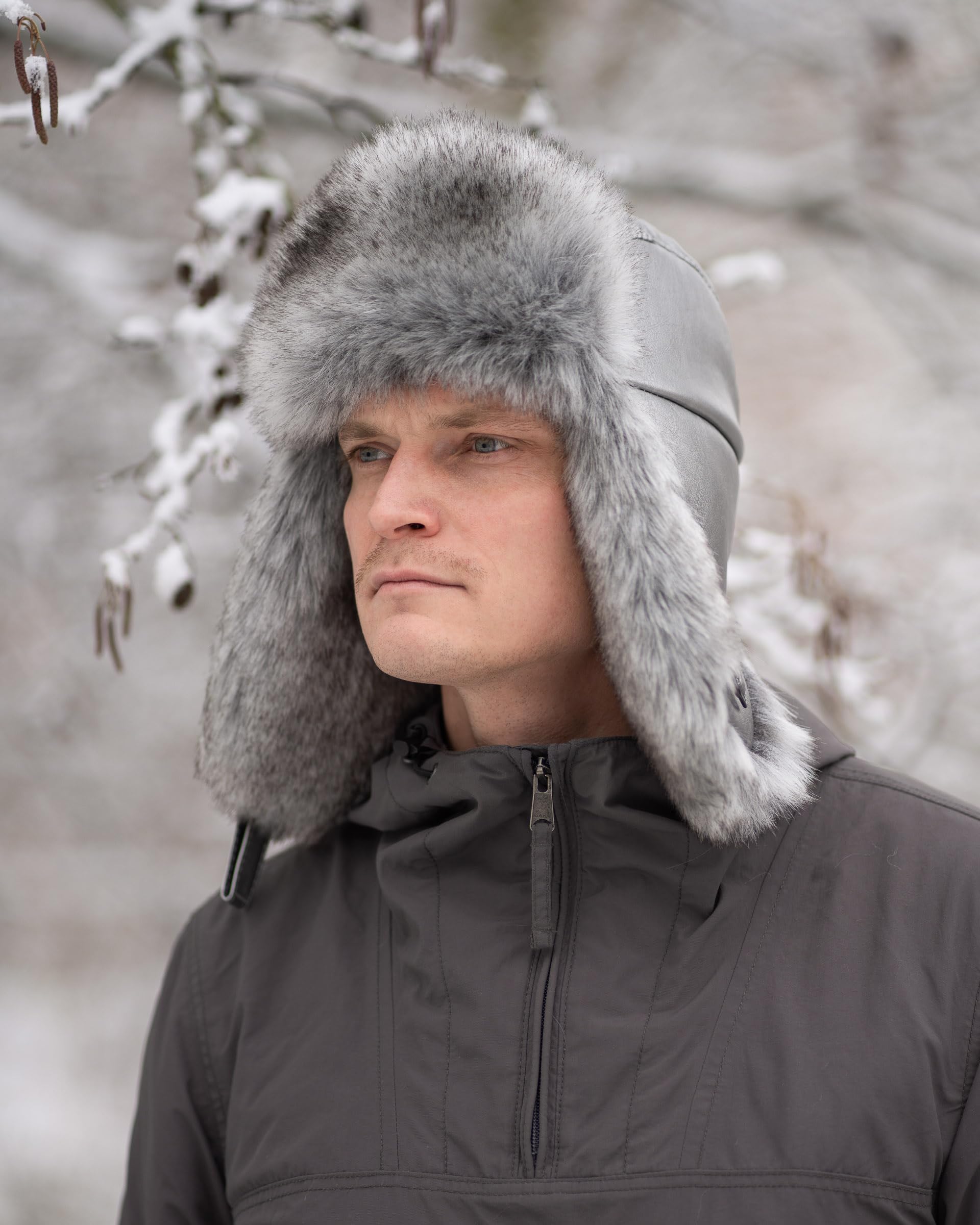 Futrzane Cappello di Pelle con Paraorecchie - Berretto Uomo Aviatore Pelliccia