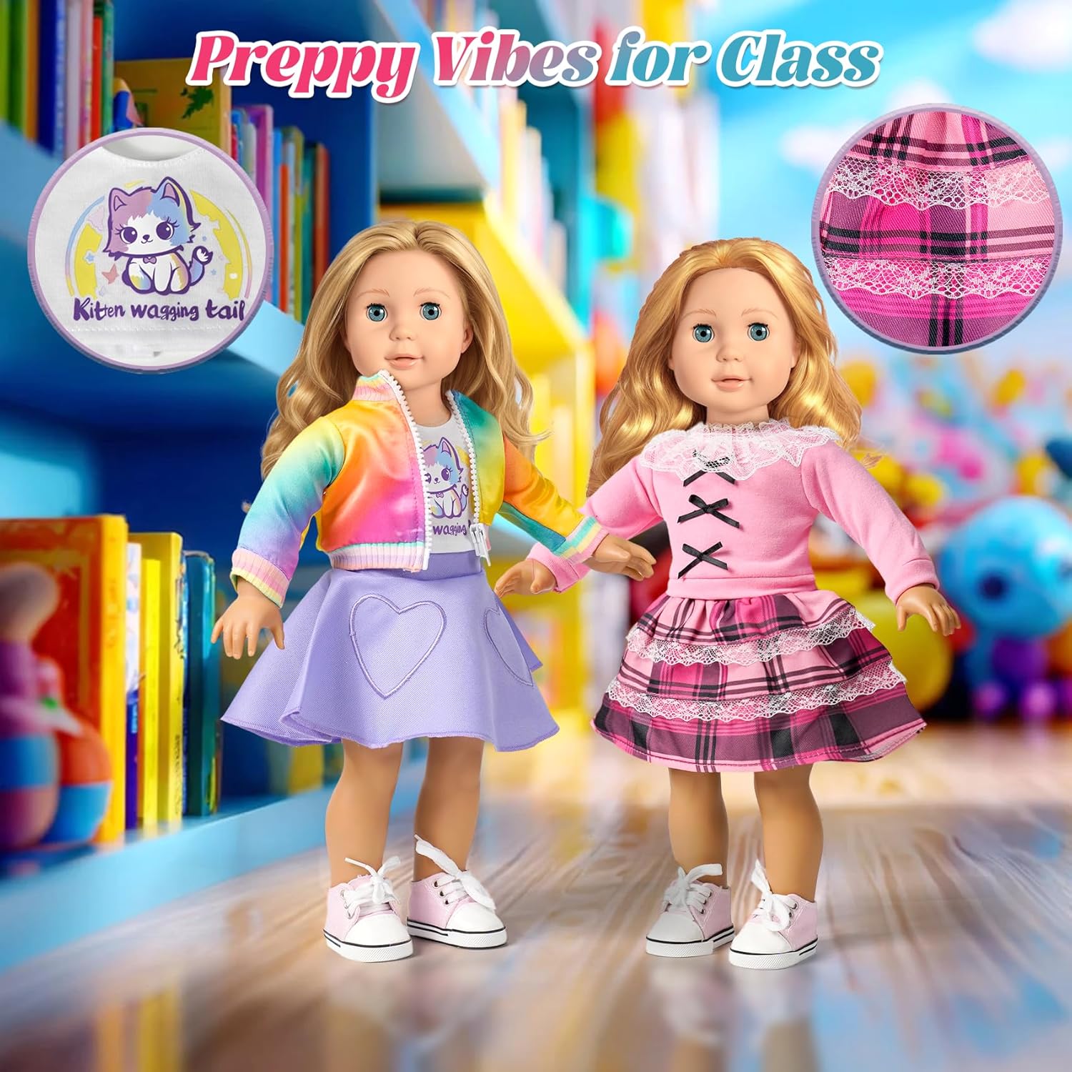 WONDOLL 9 Sets American 18 Inch Doll Clothes and Accessories - Outfits Sets - Princess Fashion Bundle for Girl(No Doll)