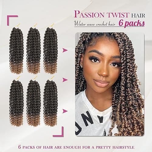 Miniatura 2 de Dansama Passion Twist PT6-T27 - Extensiones de cabello ondulado ondulado para trenzas de ganchillo estilo mariposa, extensiones de cabello bohemio