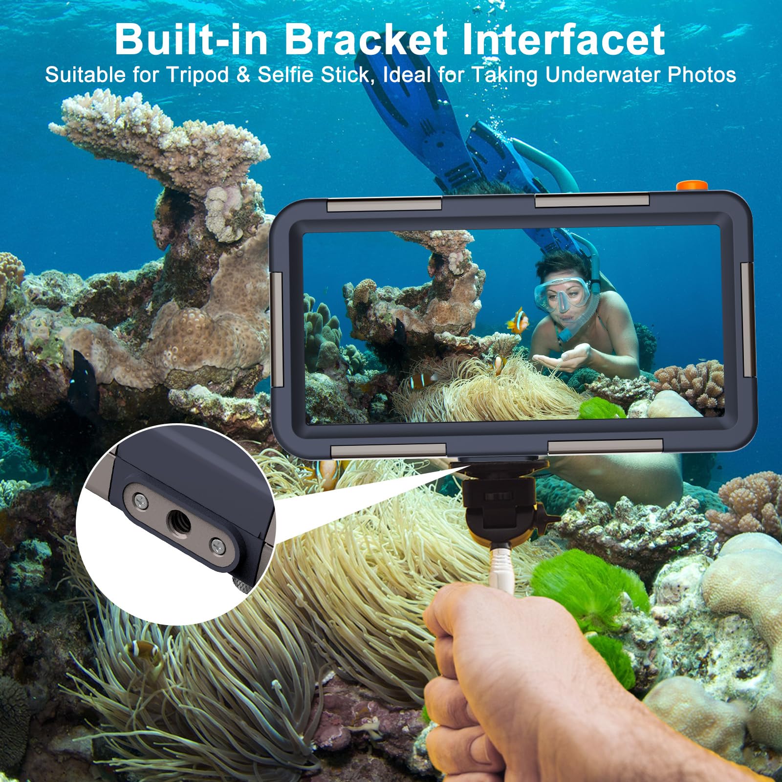 Unterwasser-Tauch-Handyhülle für iPhone 17/16/15/14/13 Pro Max, IP68, 15 m | 15 m tiefes Tauchen, stoßfest, staubdicht, mit Umhängeband, zum Schnorcheln, Tauchen, Schwimmen