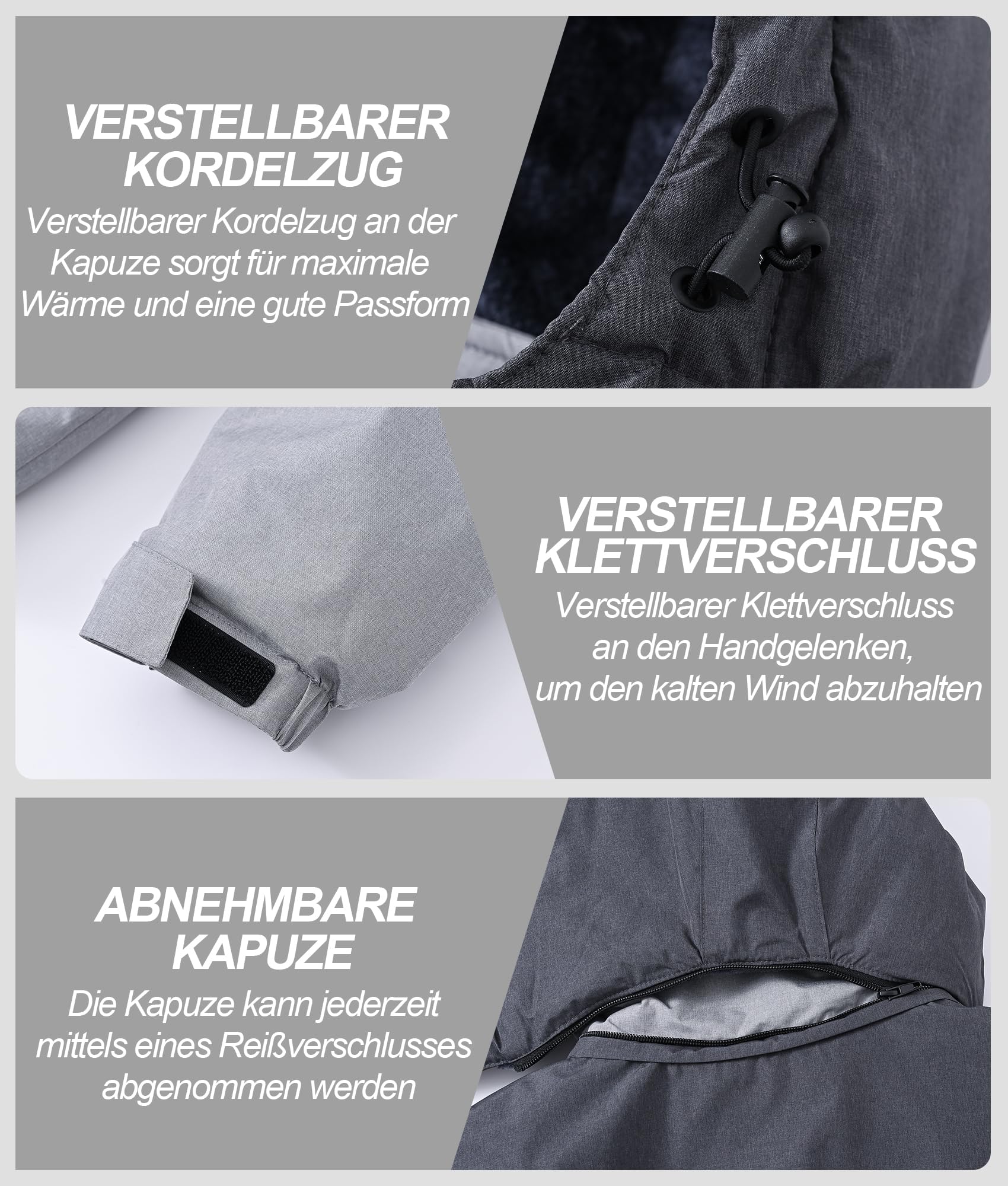 Tyhengta Herrenjacke Winter Fleece Skijacke Wasserdicht Outdoor Wanderjacke Winddicht Gefüttert Kapuze