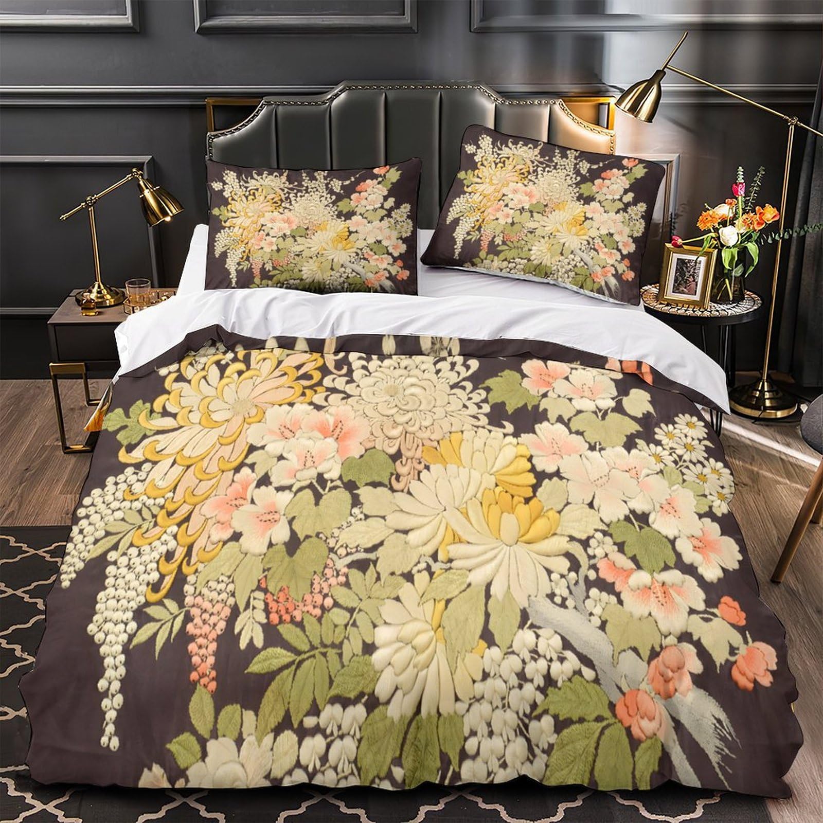 Parure de lit housse de couette anti-pli microfibre résistante King 3D