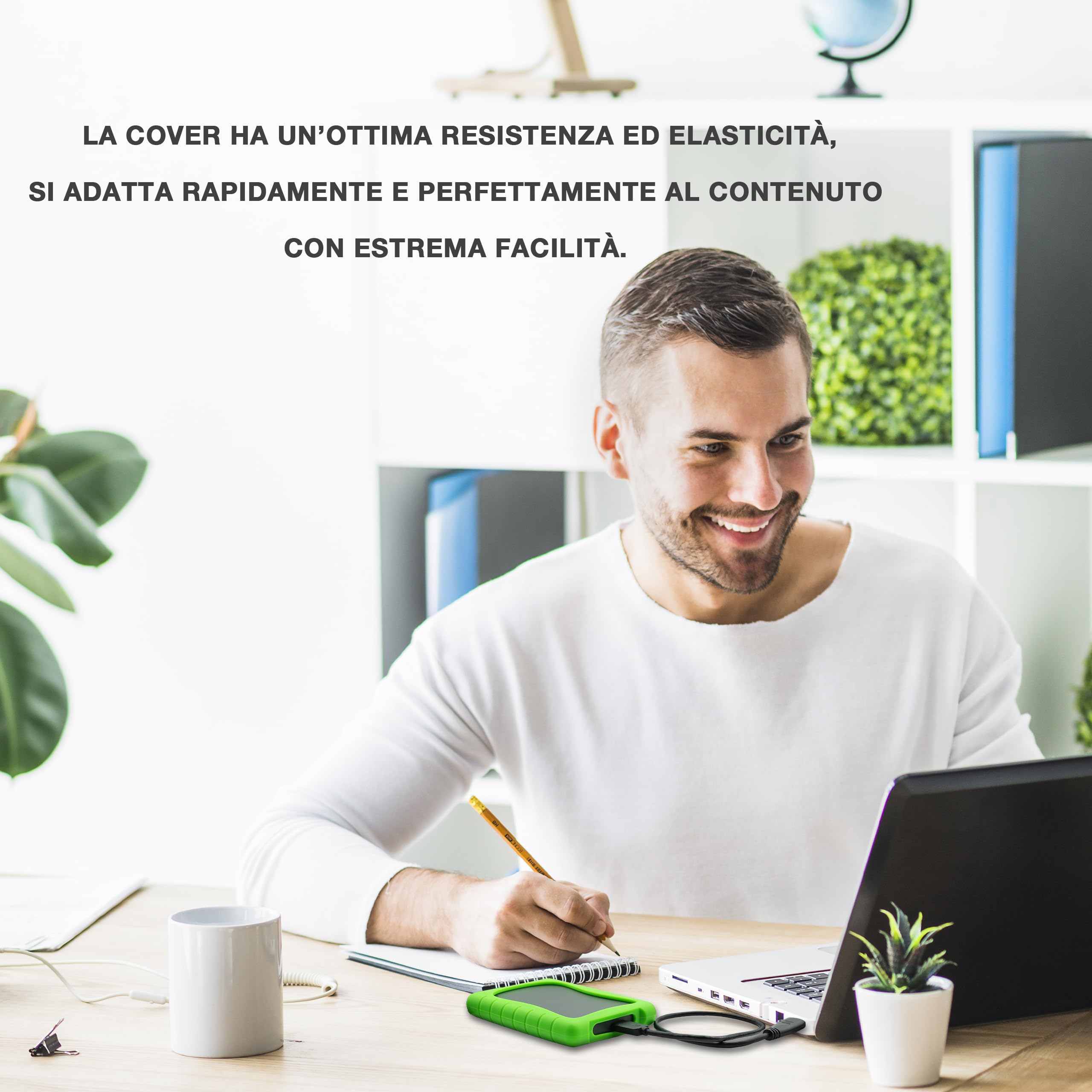 Custodia Hard Disk Esterno 2.5''Cover Silicone Antiurto Anticaduta Antiscivolo, Compatibile con: Seagate da 1TB/2TB Basic, One Touch, Expansion, Samsung e Maxtor M3, WD Elements 1TB/2TB (Green)