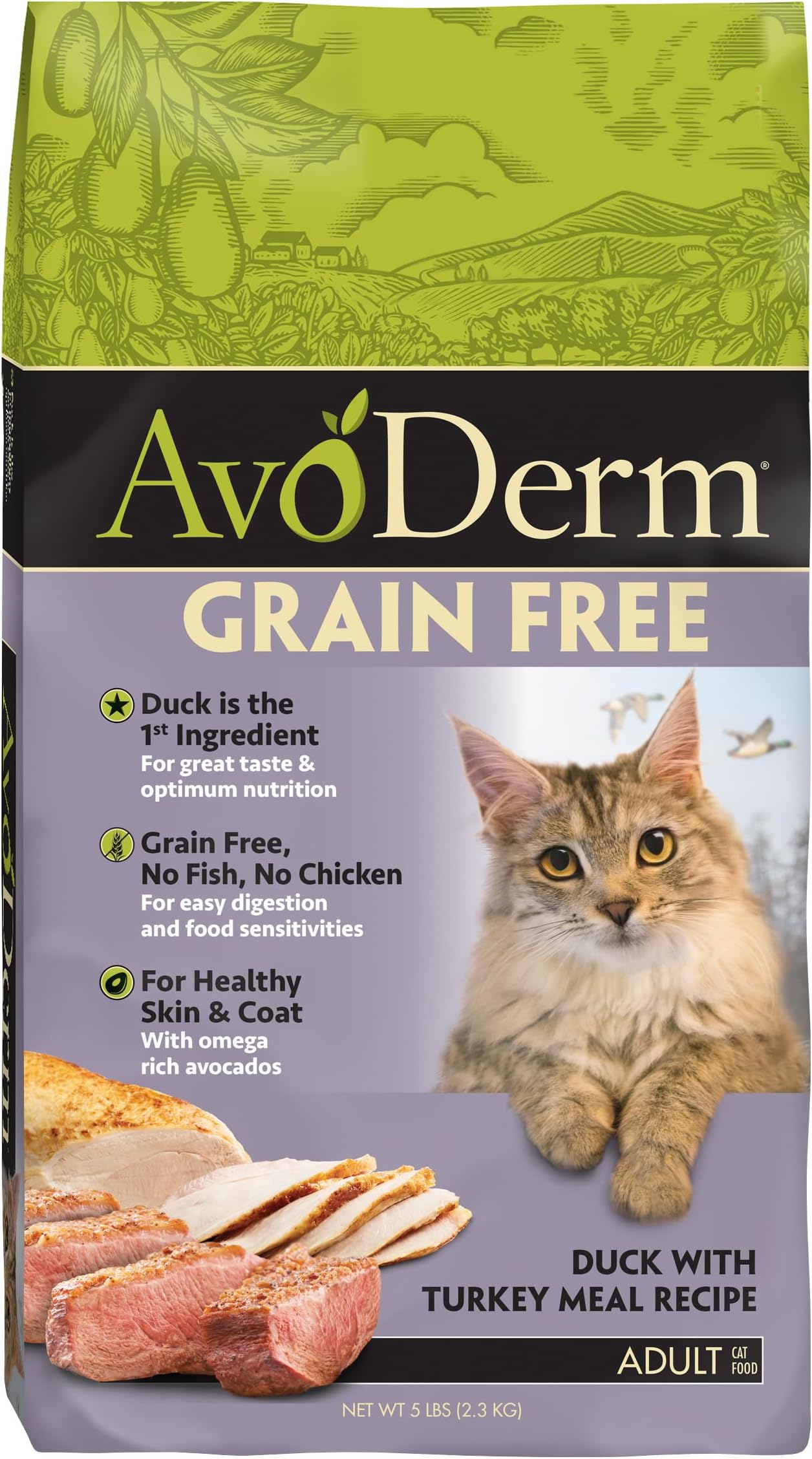 AvoDerm Natural Grain Free Duck with Turkey Meal Dry Cat Food 5 lb