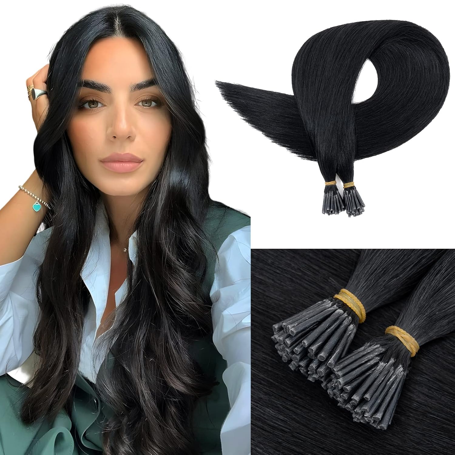 Benehair I Tip Hair Extensions Human Hair 20 Inch Cold