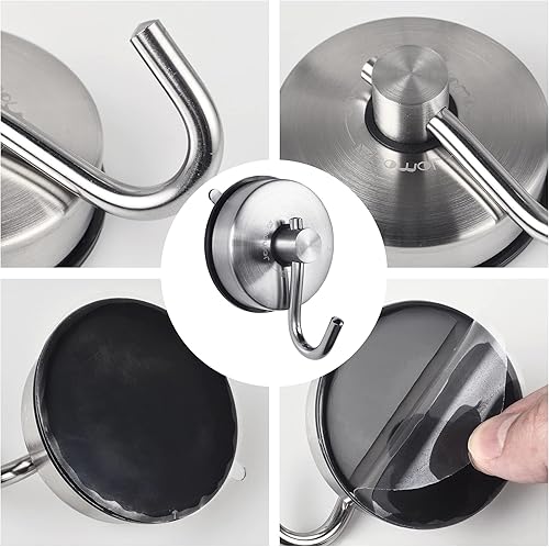 Miniatura 4 de JOMOLA Gancho de ducha con ventosa para toallas de ducha interiores con soporte de ventosa, organizador de almacenamiento de utensilios de cocina