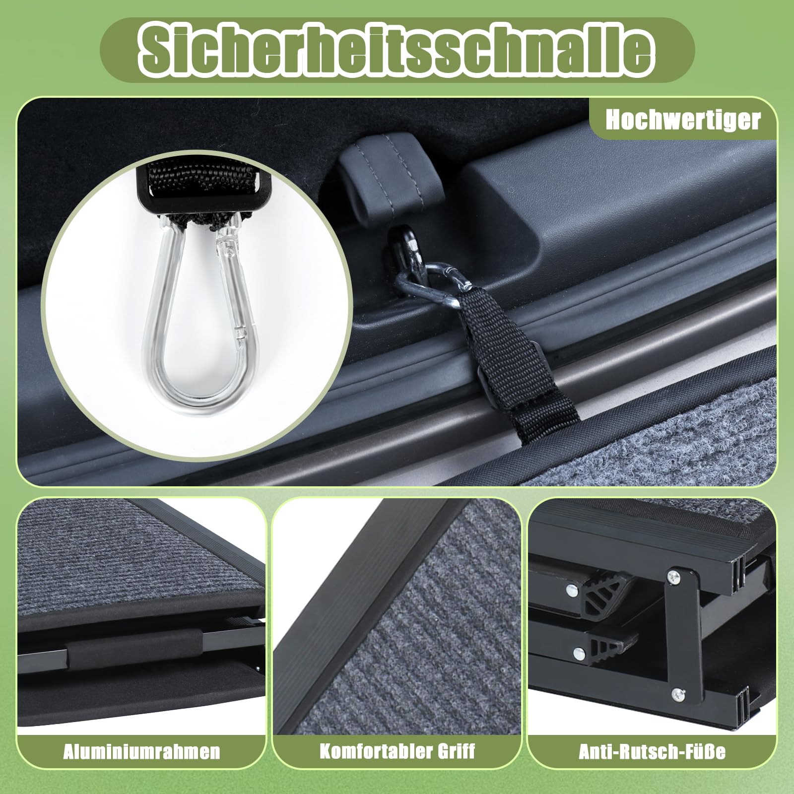 SMONTER 180cm Extra Long Hunderampe Auto klappbar mit High Traction Teppichoberfläch, einstiegshilfe Hunderampe für Autos, LKWs und SUV Stabil Rampe Hund für Große Und Mittel Hunde, Schwarz