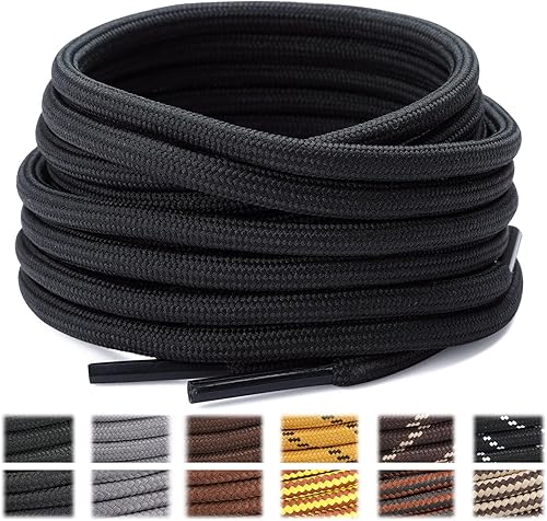 Stepace - Agujetas redondas para zapatos, 2 pares, agujetas resistentes para botas de senderismo y trabajo.