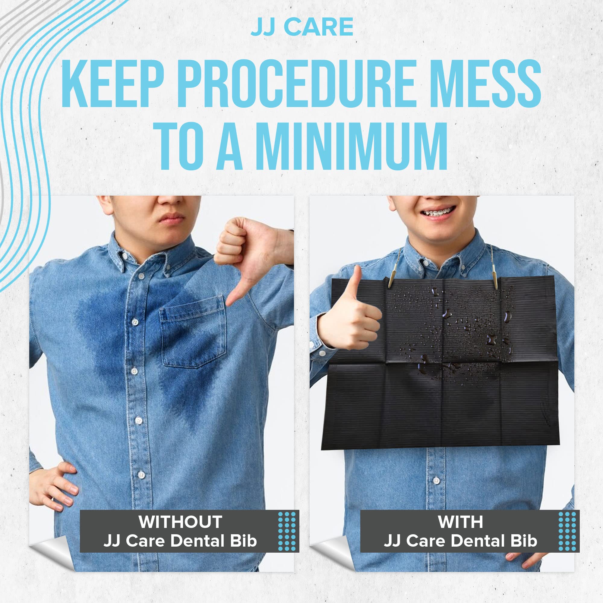 JJ CARE Disposable Dental Bibs 250 Count, 13"x18" Black Dental Bibs, 3-Ply Waterproof Tattoo Bibs for Tattoo Table, Salon Tray, Dental Tray Covers, Medical Mayo Stand Dental Bib