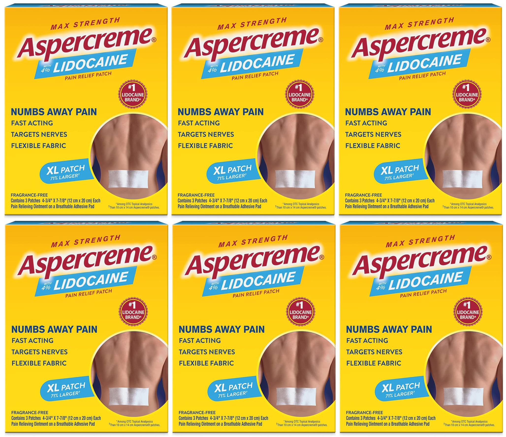 AspercremeLidocaine Patches XL - 3 Each, Pack of 6