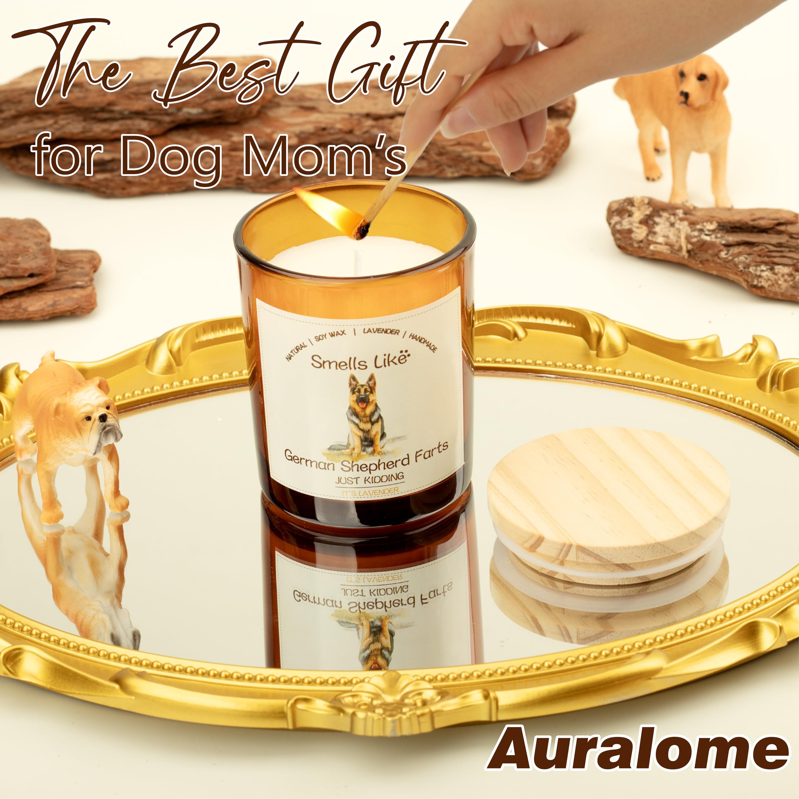 German Shepherd Gifts for Women - Dog Mom Candles Lavender Natural Dog Farts Candles Pet Friendly Safe Scented Candle Themed Gifts for Women Soy Wax Present Idea for Pet Lovers Decor