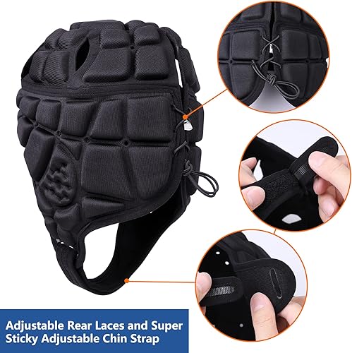 Miniatura 4 de Casco de fútbol de concha suave gorra Scrum 7v7 casco de rugby acolchado portero ajustable casco de portero de fútbol con bandera para niños jóvenes