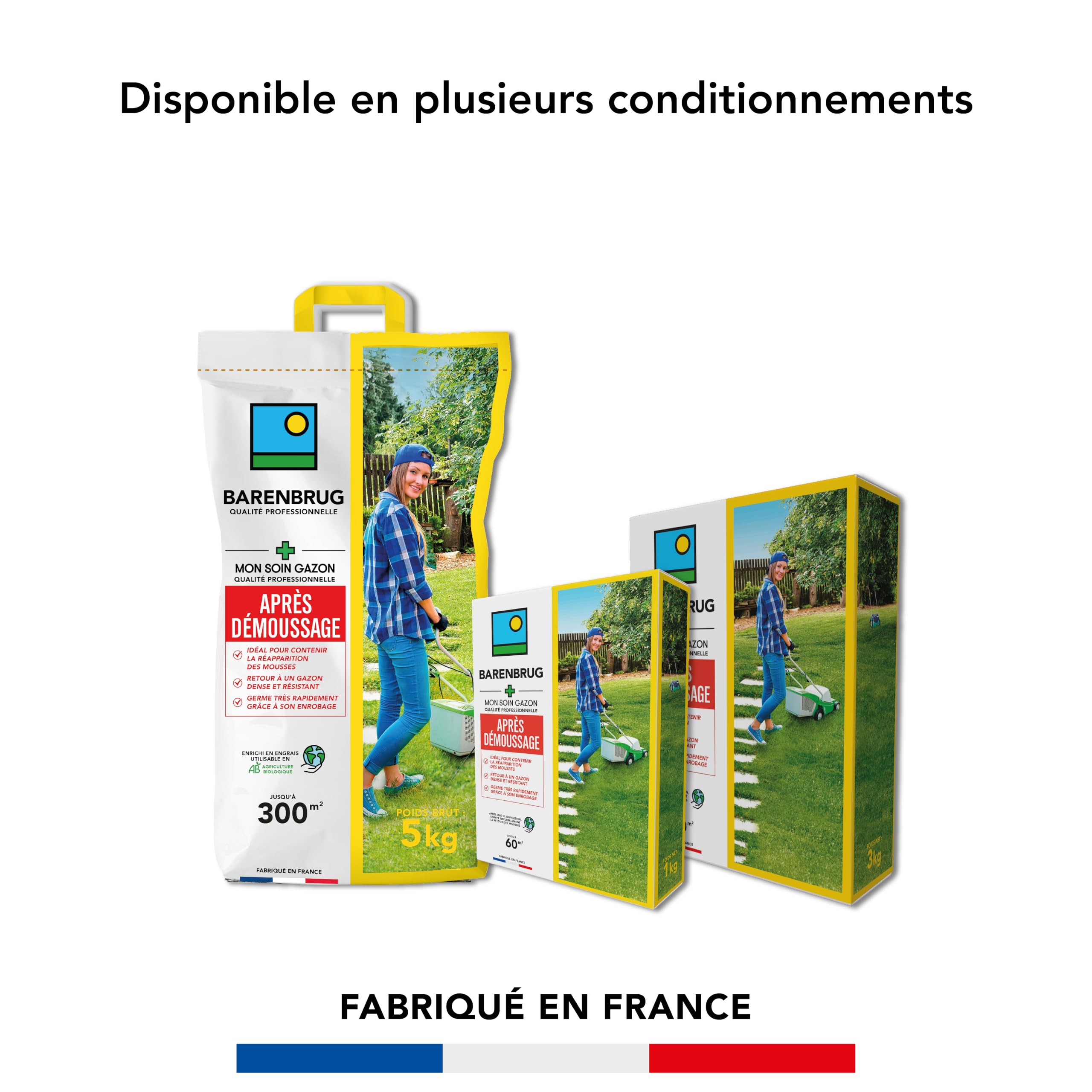 BARENBRUG - Soin Après Démoussage - Réparation Anti-Mousse - 3KG | Gazon Dense et Résistant - Germe Très Rapidement - Semences avec Enrobage - Fabriqué en France