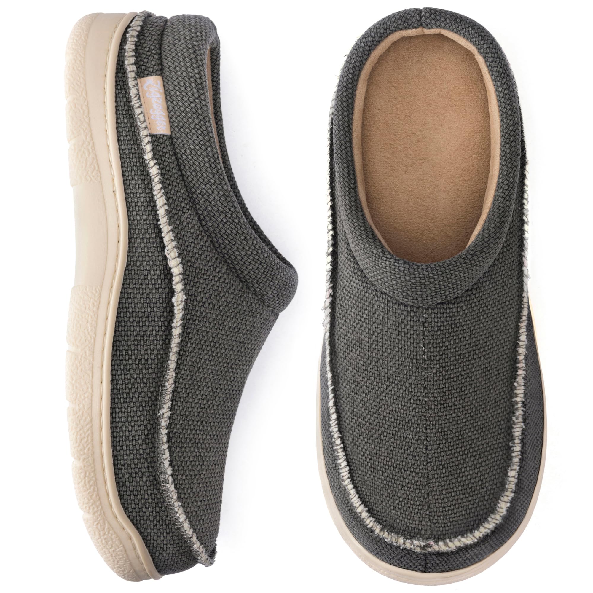 Zigzagger Men's Slip On Moccasin Slippers, Indoor/Outdoor Warm Fuzzy Comfy House Shoes, Fluffy Wide Loafer Slippers