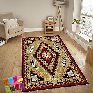 Rug Making Kit for Adults - 38 x 52 cm, DIY Tapestry Home Carpet Kit, Canvas Yarn Latch Hook