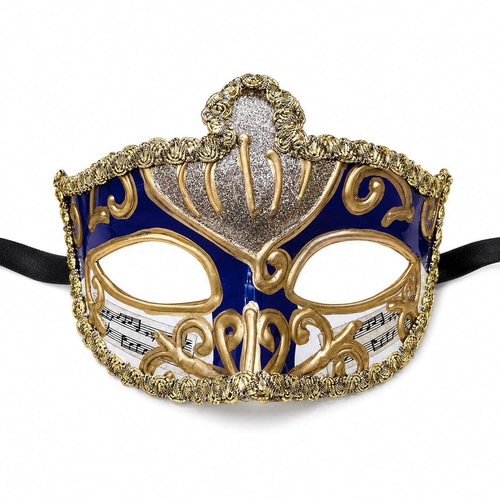 Venetian Masquerade Mask, Half-Face, Purple Gold White, Adjustable