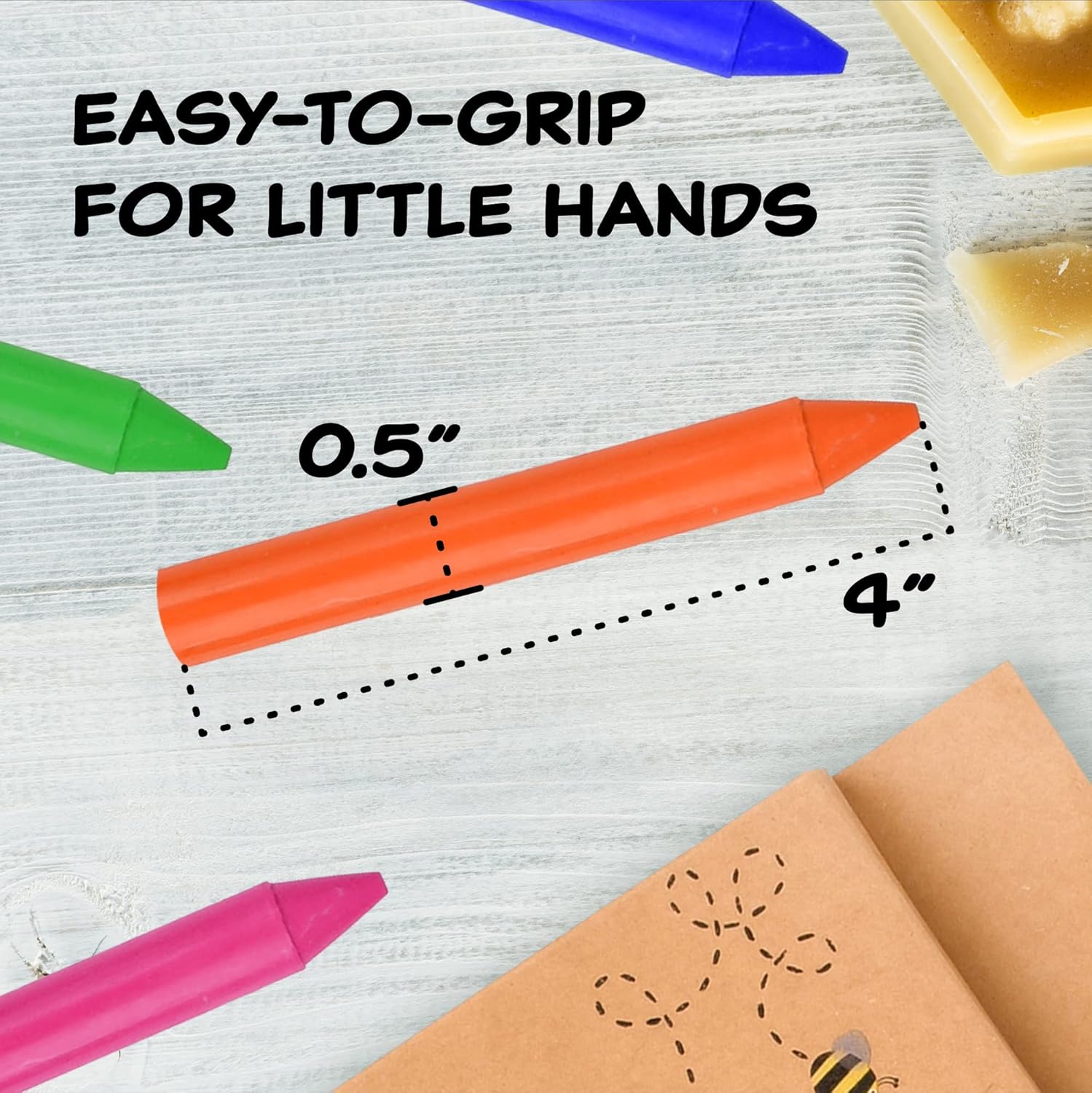 Buy 2 Pack] Natural Beeswax Crayons for Toddlers and Kids Kid Friendly Crayons Made With 100