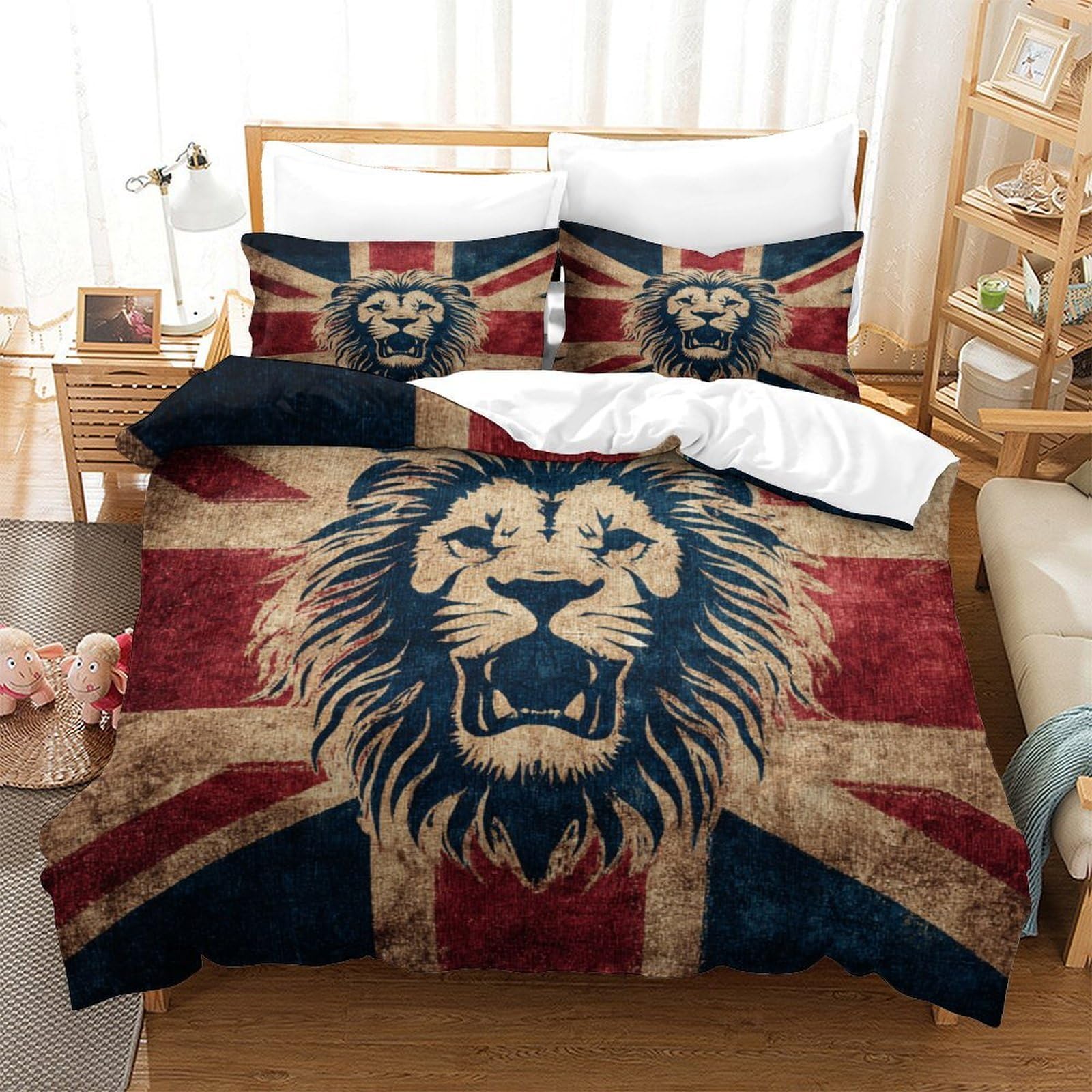 QDZHCPMYK Union Jack Duvet Cover Sets 3 PCS Hotel Quality Quilt Cover Bedding Bed Covers with Pillowcases with Zipper Closure Breathable Stylish Comforter Double（200x200cm）