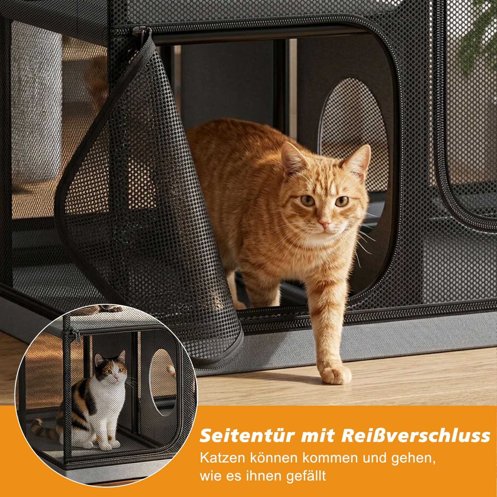 Jaula grande para gatos para interior y exterior, parque para gatos y gatitos, espaciosa jaula de varios pisos