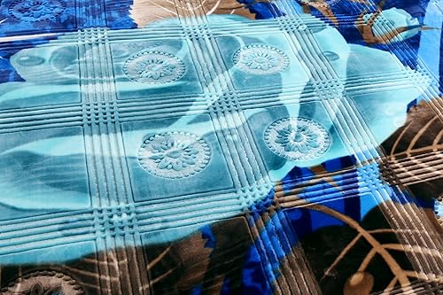 Miniatura 4 de Nestl Manta de forro polar de terciopelo de 12 libras para invierno, 2 capas, pesada y cálida, estilo coreano, manta reversible estampada Raschel