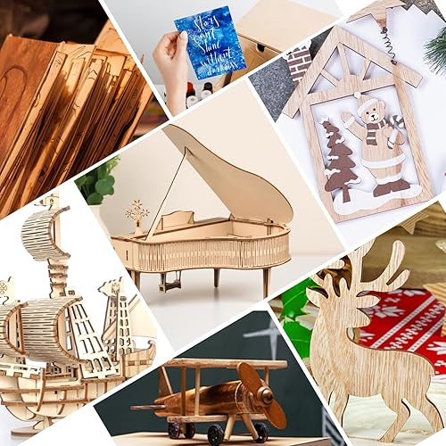 Miniatura 8 de Paquete de 12 hojas de tilo de 18, 0.118 in de tilo para corte láser, hojas de madera sin terminar de 12 x 12 pulgadas para grabado, manualidades,