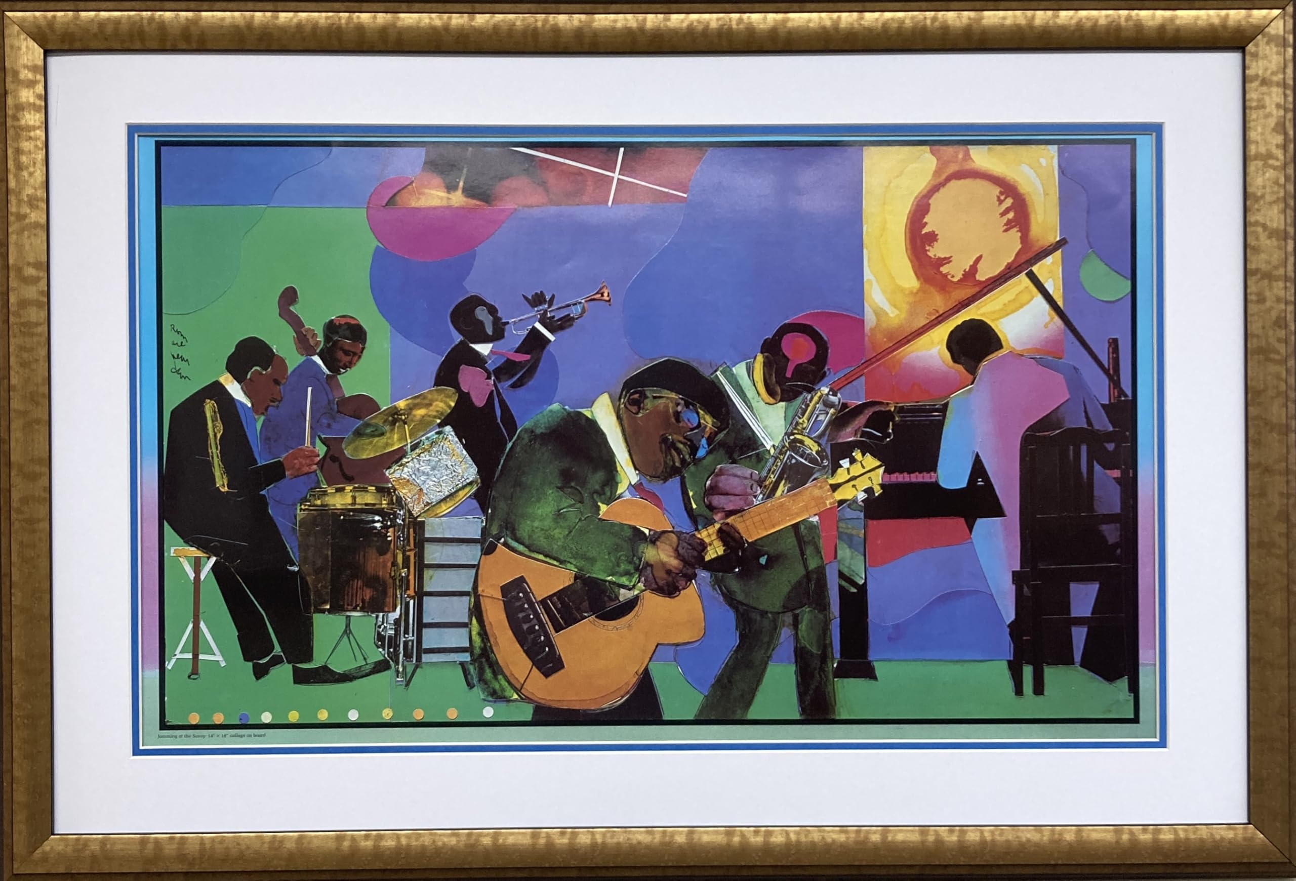 Amazon.com: Romare Bearden Jammin' at the Savoy CUSTOM FRAMED Art