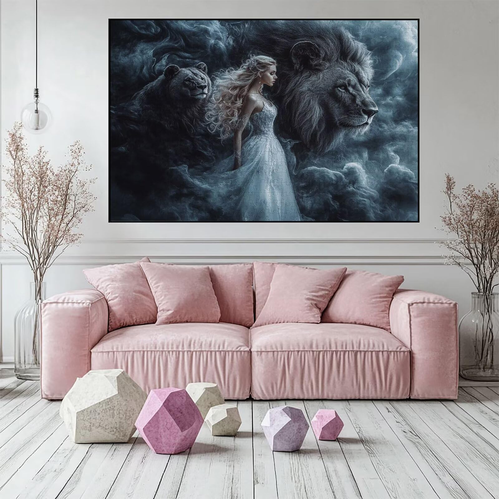 Puzzle 3000 elementów dla kobiet dorosły lew 122 x 81 cm unikalne rzemiosło klasyczne 3D drewniana układanka do rodzinnych gier biznesowych, układanka do samodzielnego wykonania, nawet do dekoracji