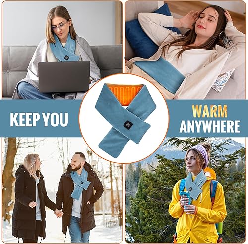 Miniatura 6 de Girasol Bufanda térmica para el cuello para aliviar el dolor de cuello, almohadilla térmica de cuello con banco de energía de 5000 mAh, soporte