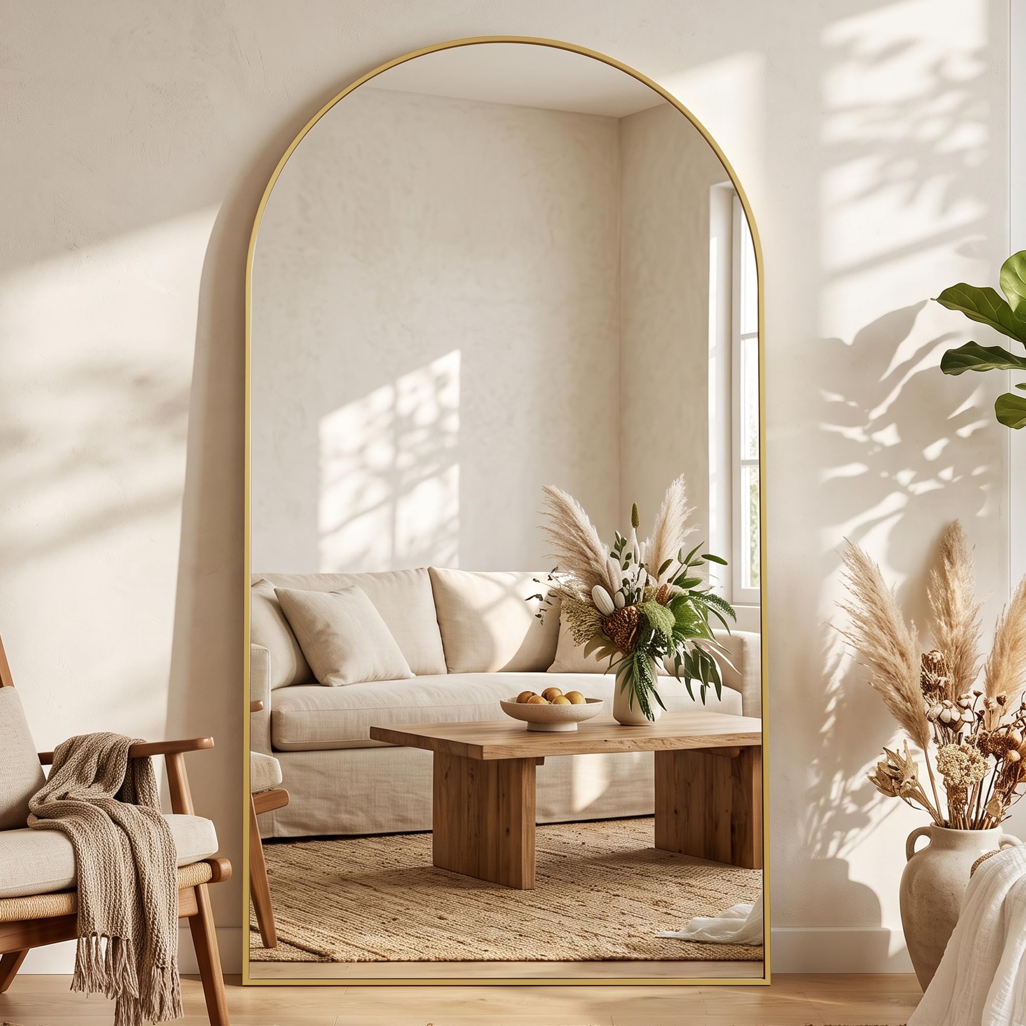 Photo 1 of Homsion 76"x34" Arched Full Length Mirror, Gold
