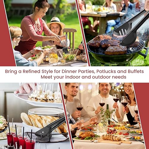 Miniatura 4 de Utensilios de servir de acero inoxidable juego de cucharas grandes de 945 pulgadas pinzas de metal de 9 pulgadas tenedores de servir de 87 pulgadas