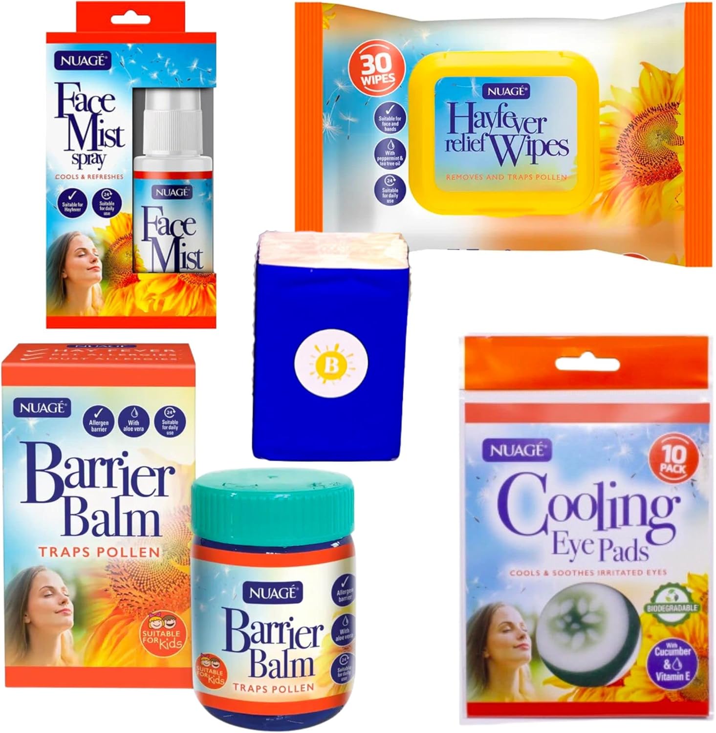 Hayfever Relief Set Nuage Hayfever Wipes, Nuage Face Mist Spray, Nuage Barrier Balm, Nuage