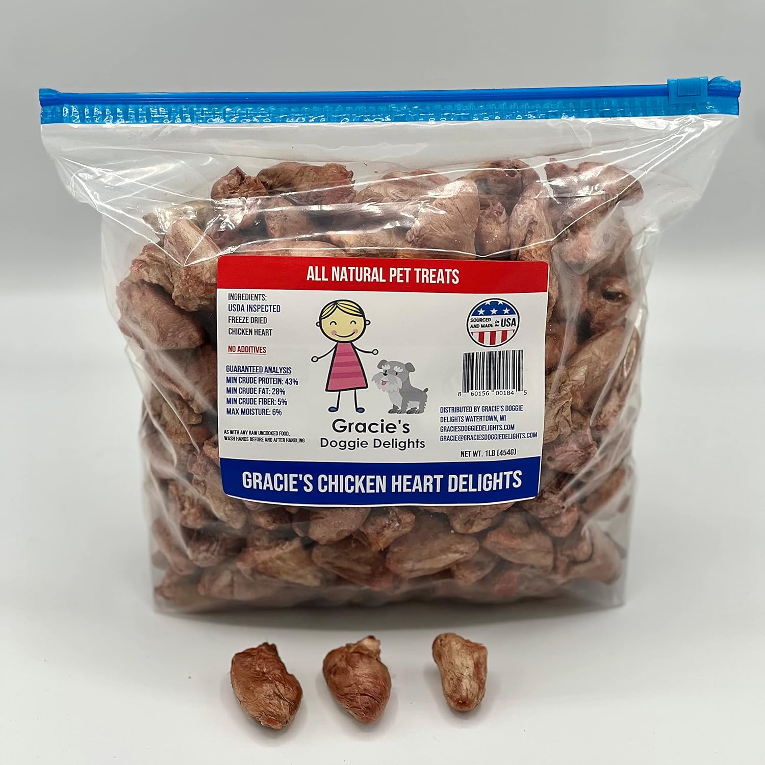 Gracie's Doggie Delights Gracie's Chicken Heart Delights 1lb Bulk Bag
