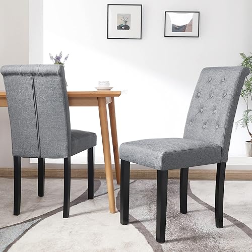 Miniatura 2 de LSSBOUGHT Sillas de comedor tapizadas con botones, set de 2 unidades, Gris Juego de 2,Beige,Crema,Juego de 4