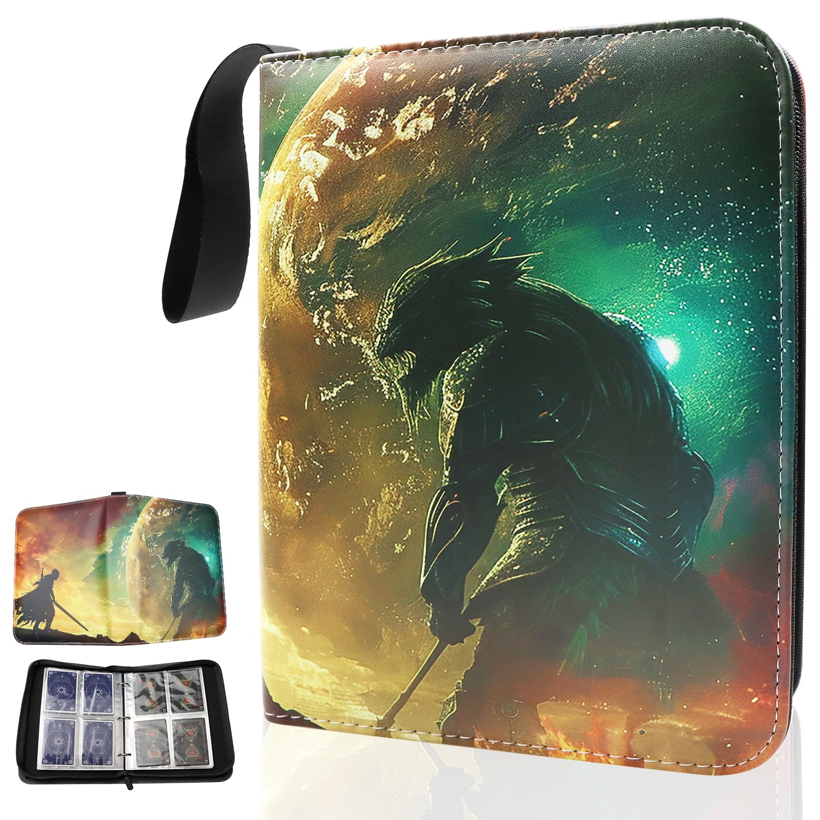 Trading Card Binder 4-Pocket 400 Card Holder with Zippe,Small Cards Collection and Storage Bag,3 ring binder Gifts for Boys and Girls,Transaction Card