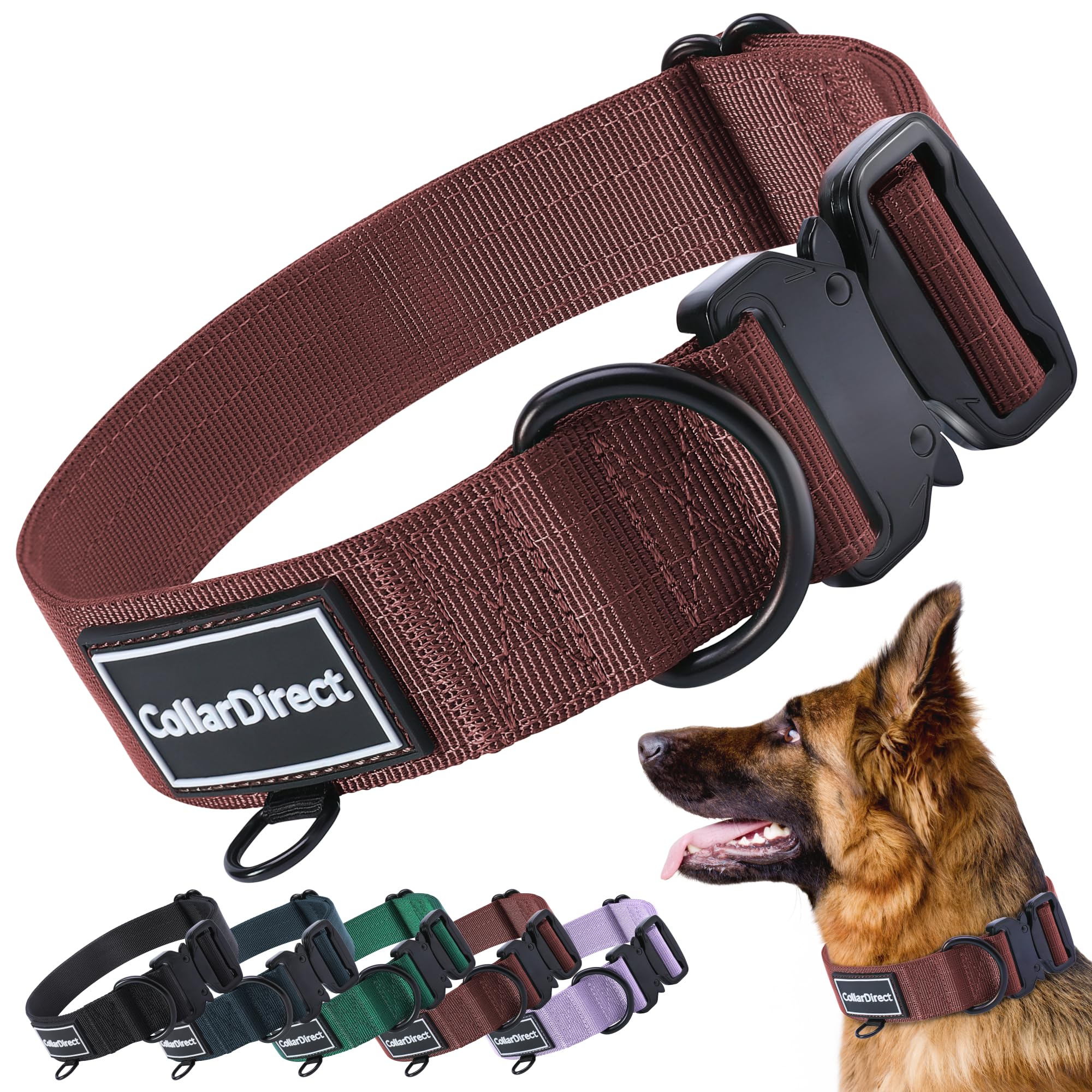 Heavy Duty Dog Collar for Large or Medium Dogs, Adjustable Strong Dog Collar for Active Dogs, Double-Layered Nylon (Rust, 15-23)