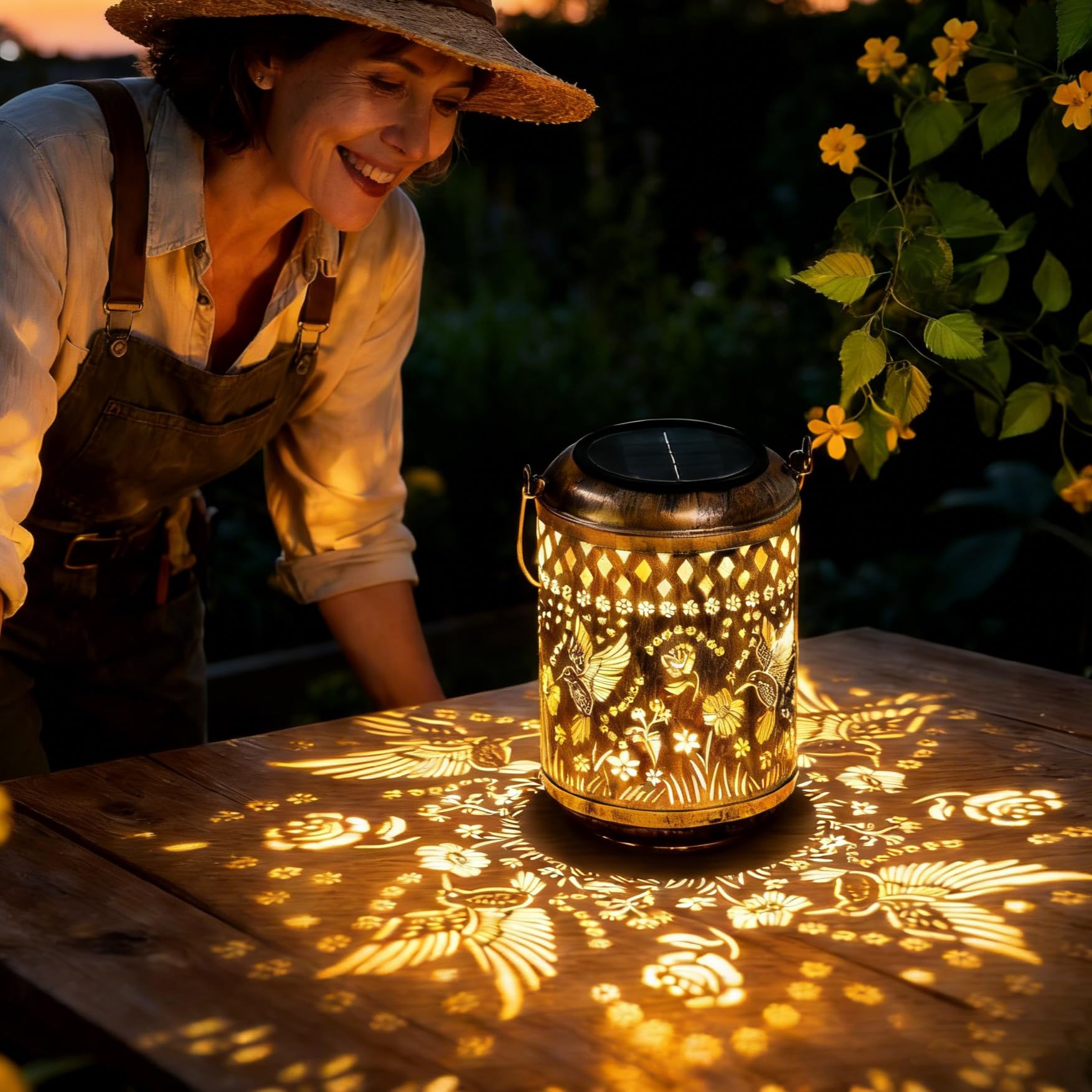 Solar Lanterns Vintage Hummingbird Garden Decor Gifts for Mom Grandma Outdoor Waterproof Hanging Table Metal Lights for Yard, Patio, Lawn, Balcony, Tabletop, Pathway, Landscape, Garden Decor-image-20